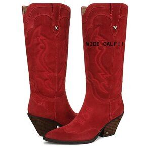 Sam Edelman James Western Boots Red Suede WIDE CALF 10
